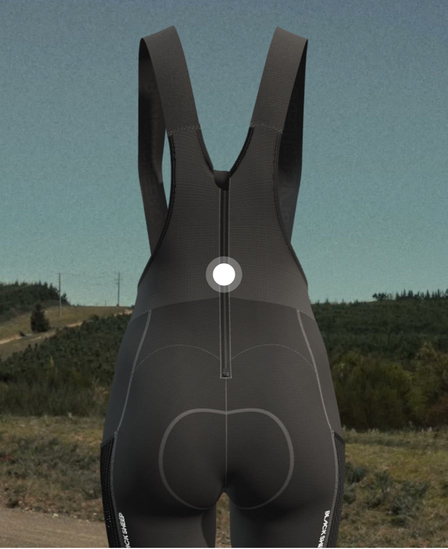 EasyPeezy rear zip on the Women's Enduro Bib, from the 3D model